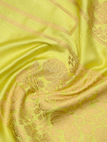 Lime Green Satin Silk Handloom Banarasi Lehenga - Sacred Weaves