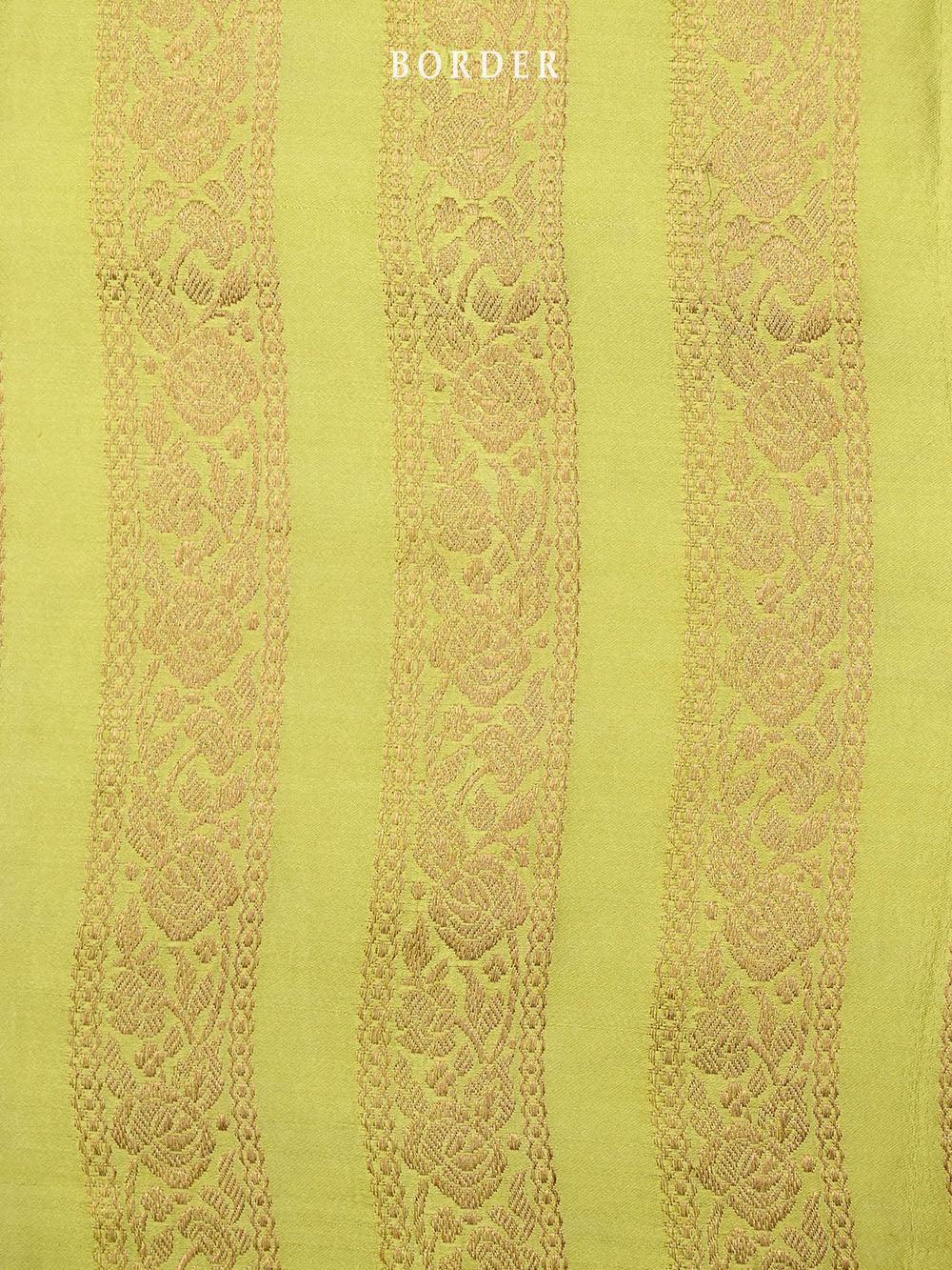 Lime Green Satin Silk Handloom Banarasi Lehenga - Sacred Weaves