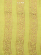 Lime Green Satin Silk Handloom Banarasi Lehenga - Sacred Weaves