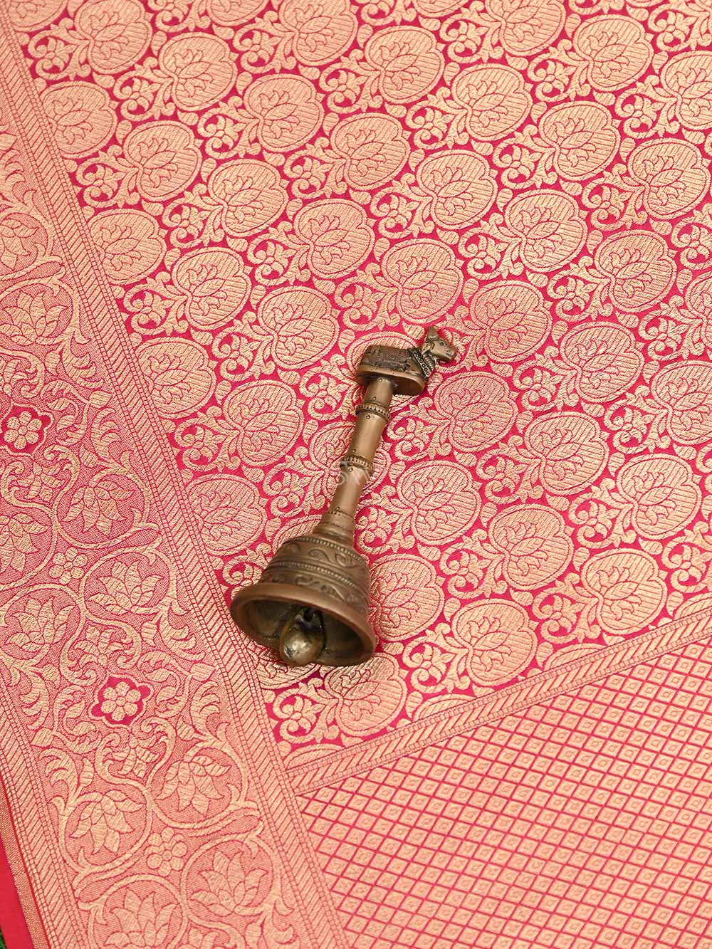 Pink Red Katan Silk Brocade Handloom Banarasi Saree - Sacred Weaves
