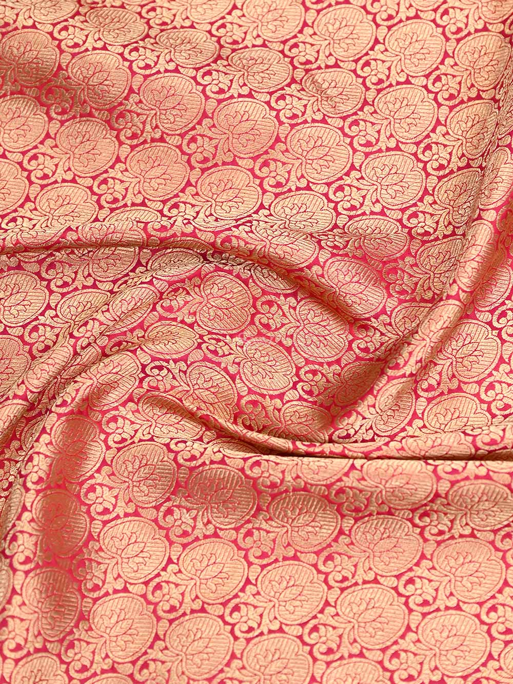 Pink Red Katan Silk Brocade Handloom Banarasi Saree - Sacred Weaves