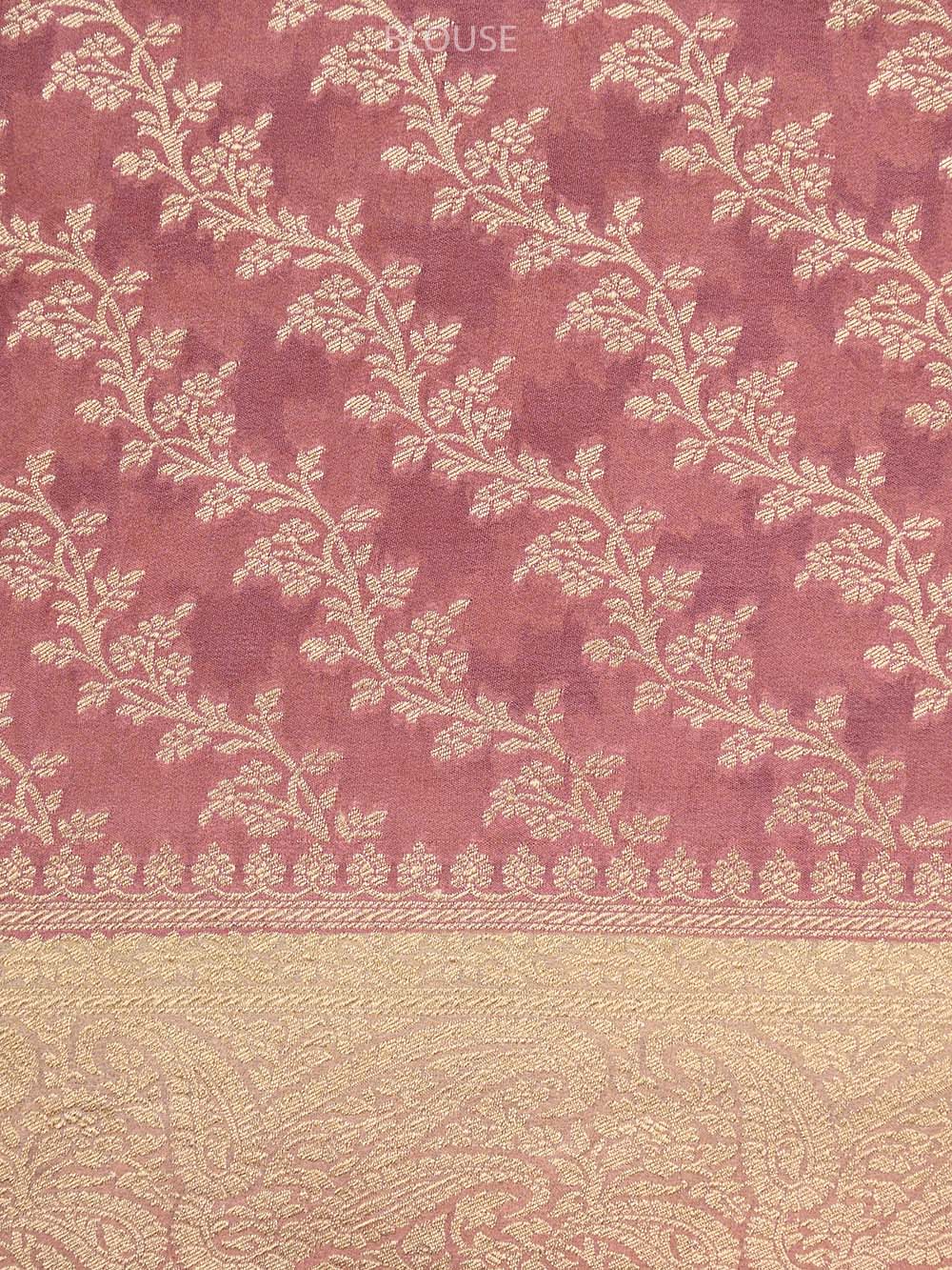 Pink Booti Crepe Printed Banarasi Saree - Sacred Weaves