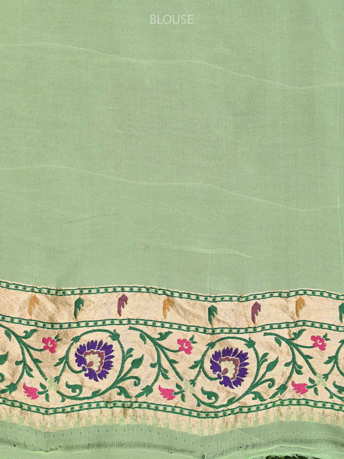 Green Paithani Rangkat Khaddi Georgette Handloom Banarasi Saree - Sacred Weaves