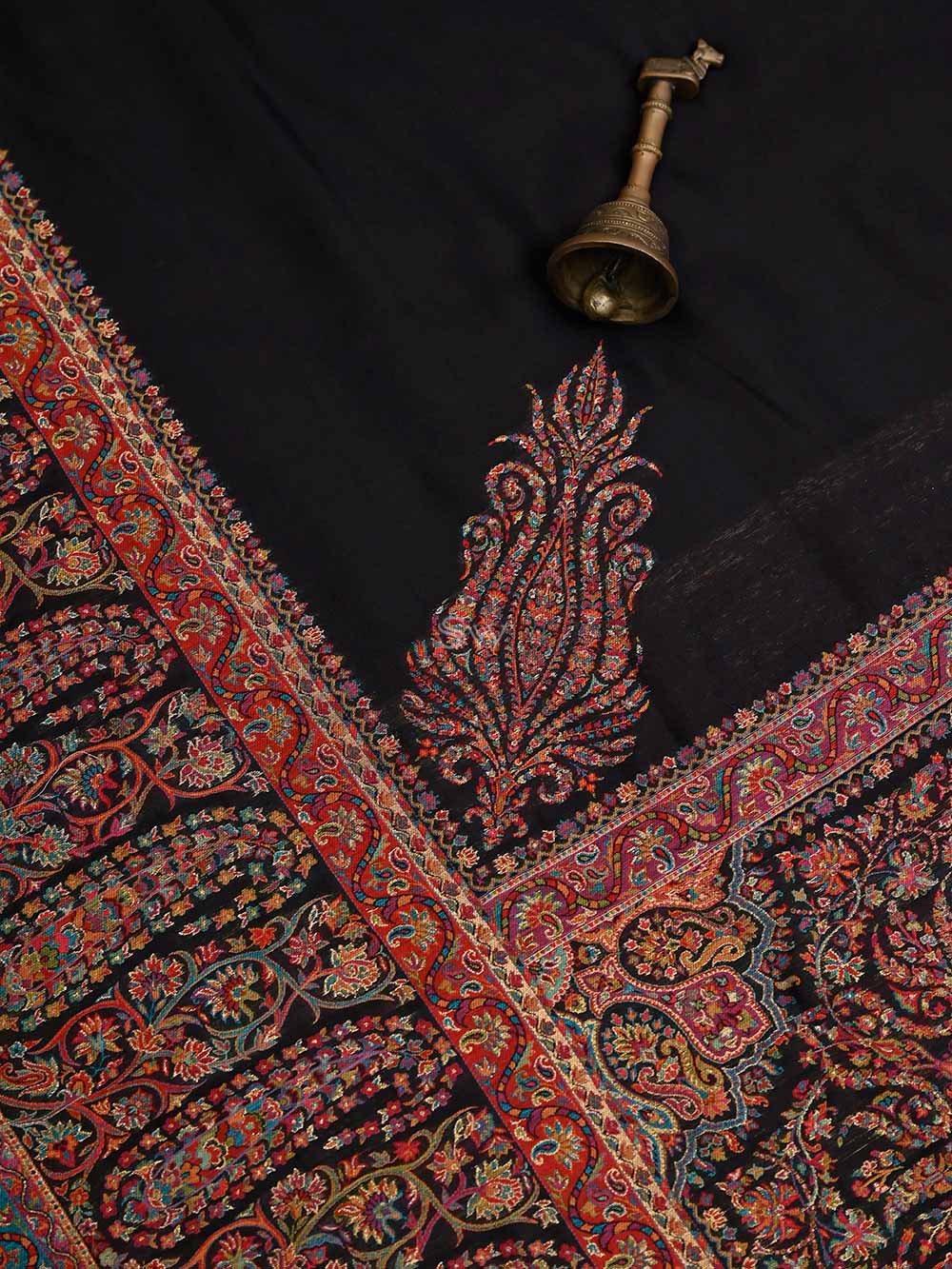 Black Pashmina Moonga Silk Handloom Banarasi Saree - Sacred Weaves