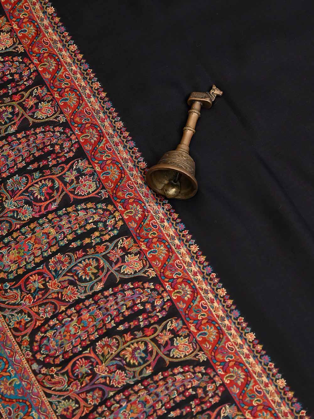 Black Pashmina Moonga Silk Handloom Banarasi Saree - Sacred Weaves