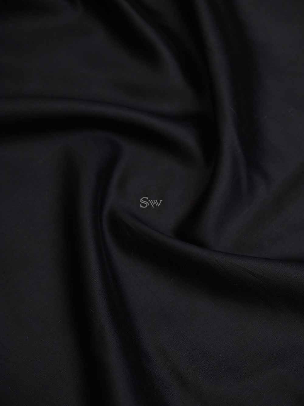 Black Pashmina Moonga Silk Handloom Banarasi Saree - Sacred Weaves