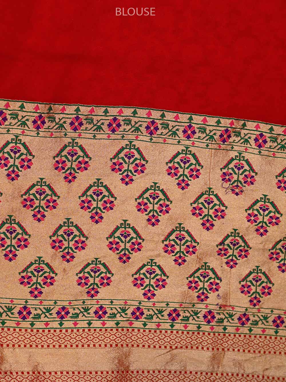 Red Paithani Georgette Khaddi Handloom Banarasi Saree - Sacred Weaves