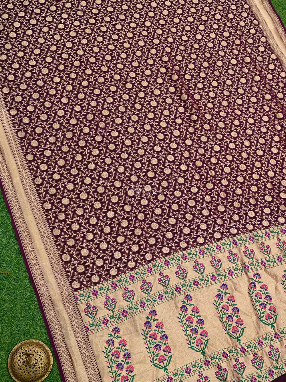 Purple Paithani Khaddi Georgette Handloom Banarasi Saree - Sacred Weaves