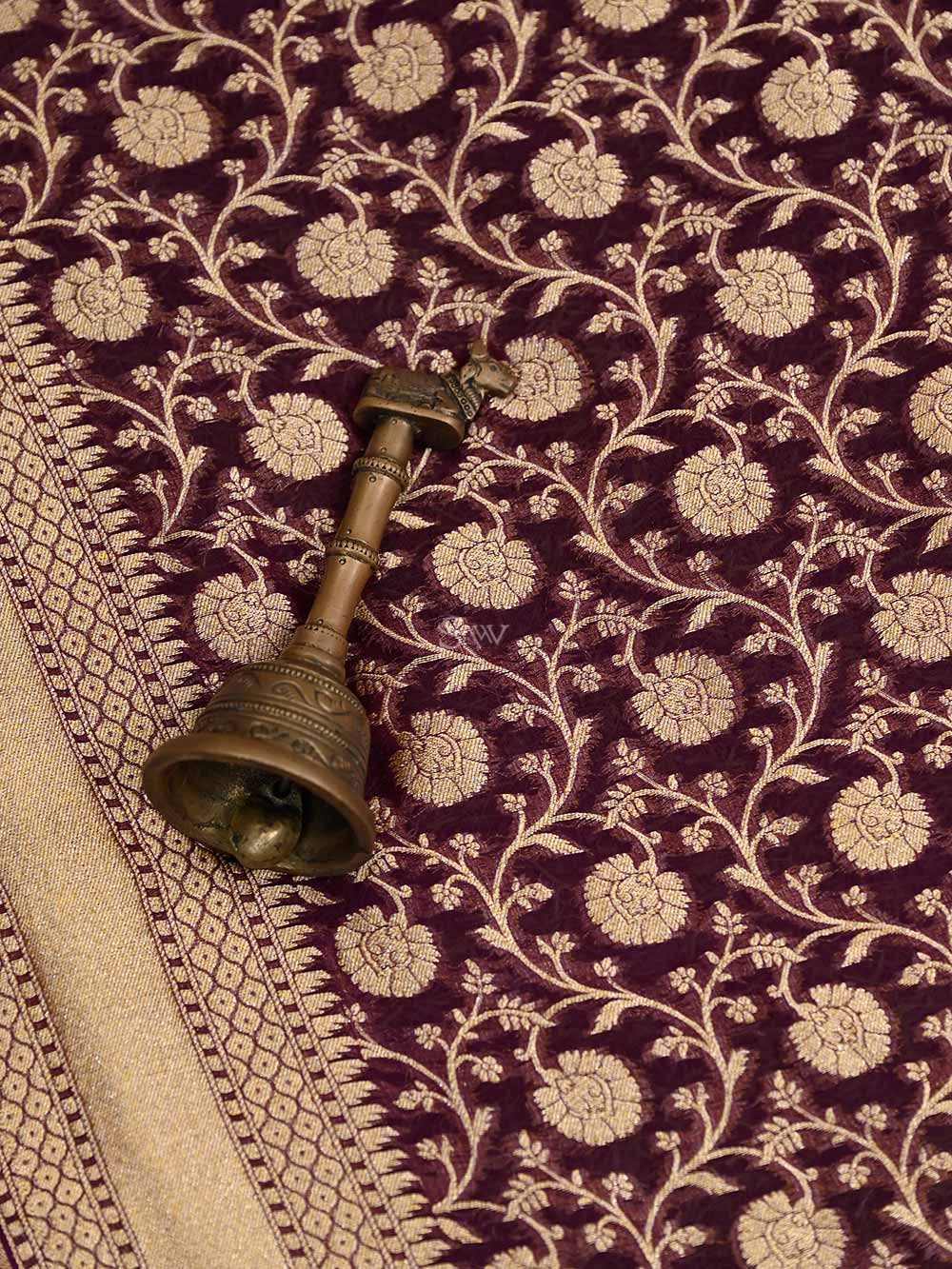 Purple Paithani Khaddi Georgette Handloom Banarasi Saree - Sacred Weaves