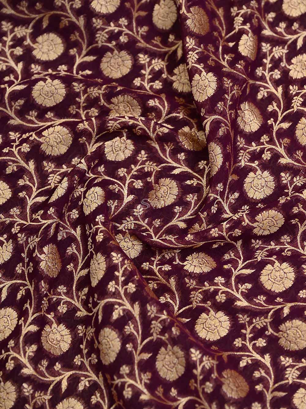 Purple Paithani Khaddi Georgette Handloom Banarasi Saree - Sacred Weaves