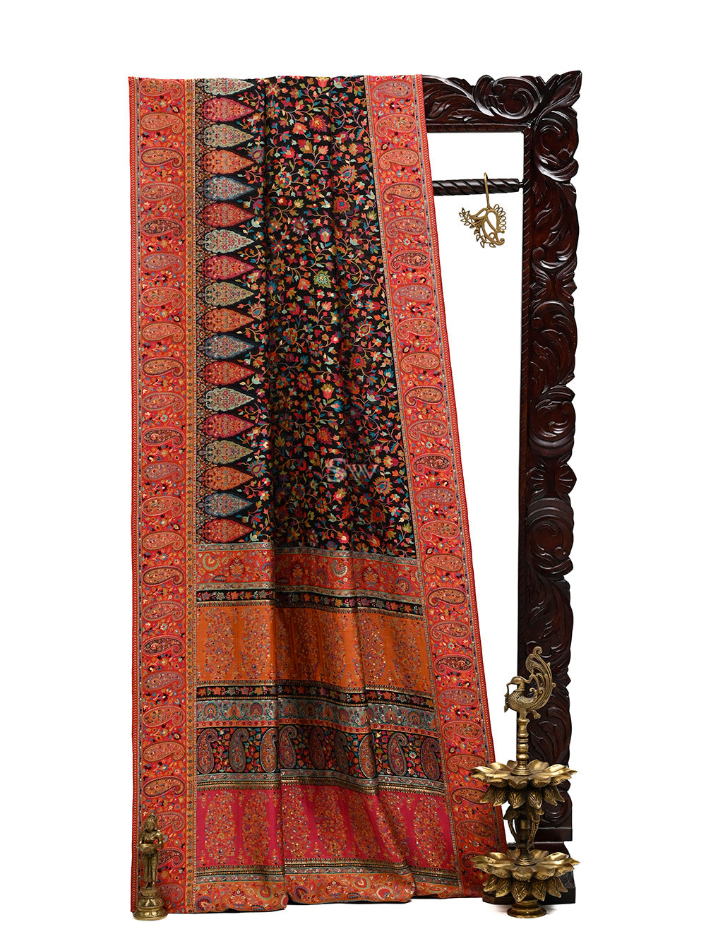 Black Pashmina Moonga Silk Handloom Banarasi Saree