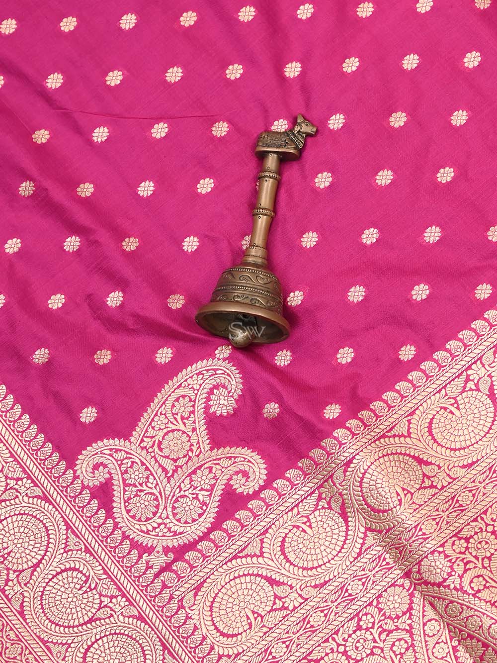 Yellow And Magenta Konia Katan Silk Handloom Banarasi Dupatta - Sacred Weaves