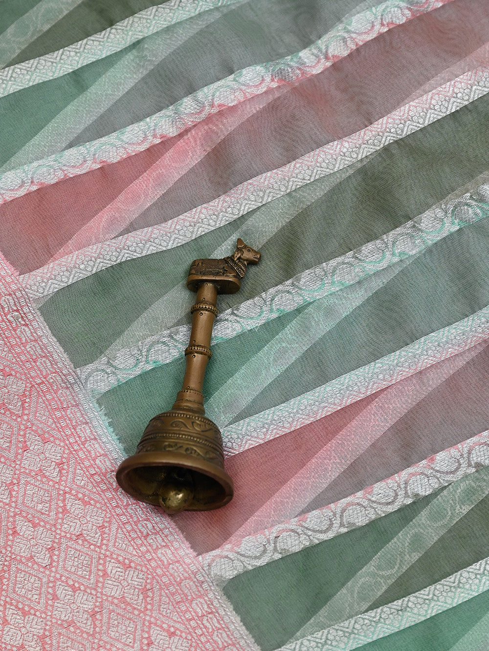 Pink Green Rangkat Organza Handloom Banarasi Saree - Sacred Weaves