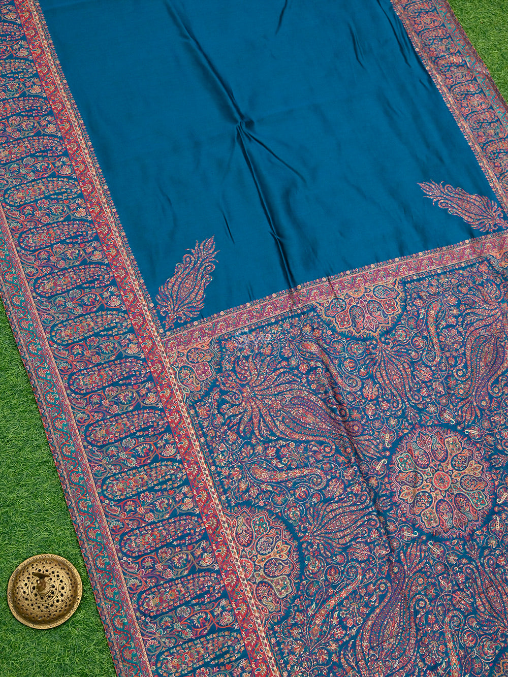 Midnight Blue Pashmina Moonga Silk Handloom Banarasi Saree - Sacred Weaves