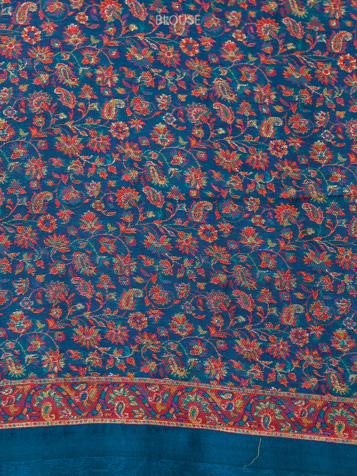 Midnight Blue Pashmina Moonga Silk Handloom Banarasi Saree - Sacred Weaves