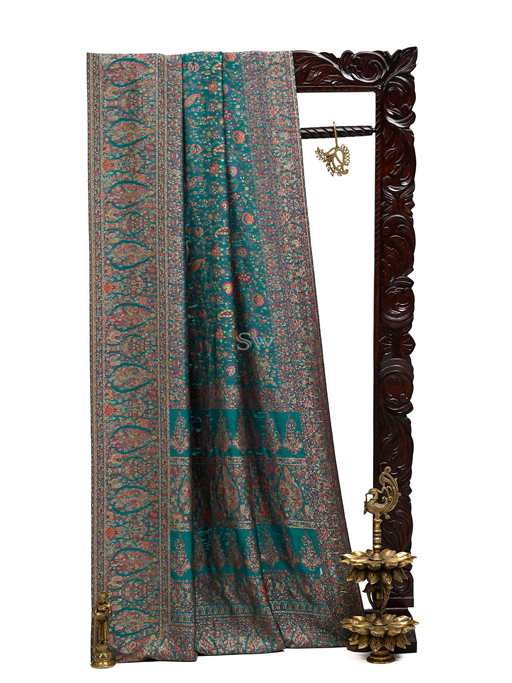 Bottle Green Pashmina Moonga Silk Handloom Banarasi Saree - Sacred Weaves