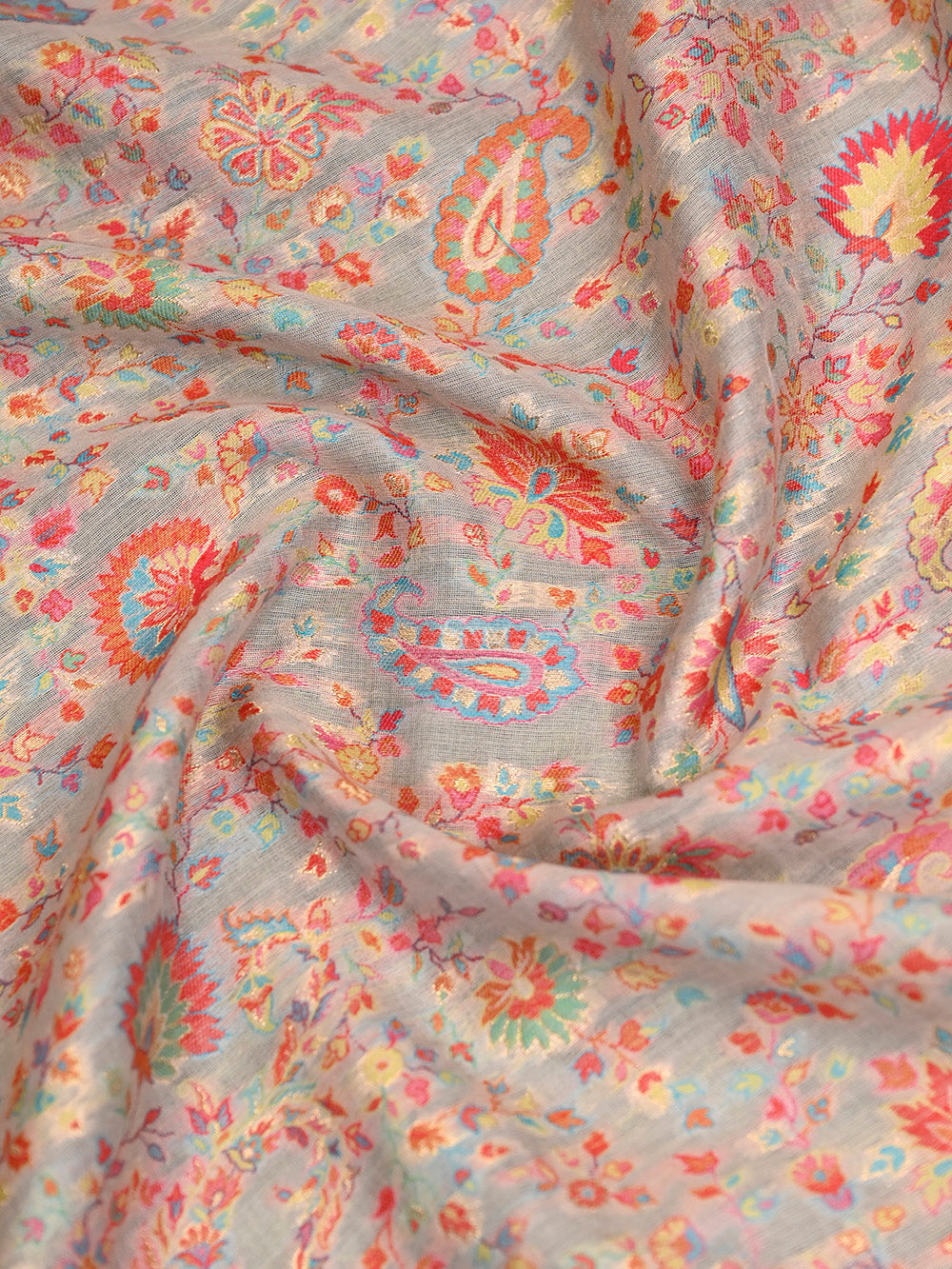 Beige Pashmina Moonga Silk Handloom Banarasi Saree - Sacred Weaves
