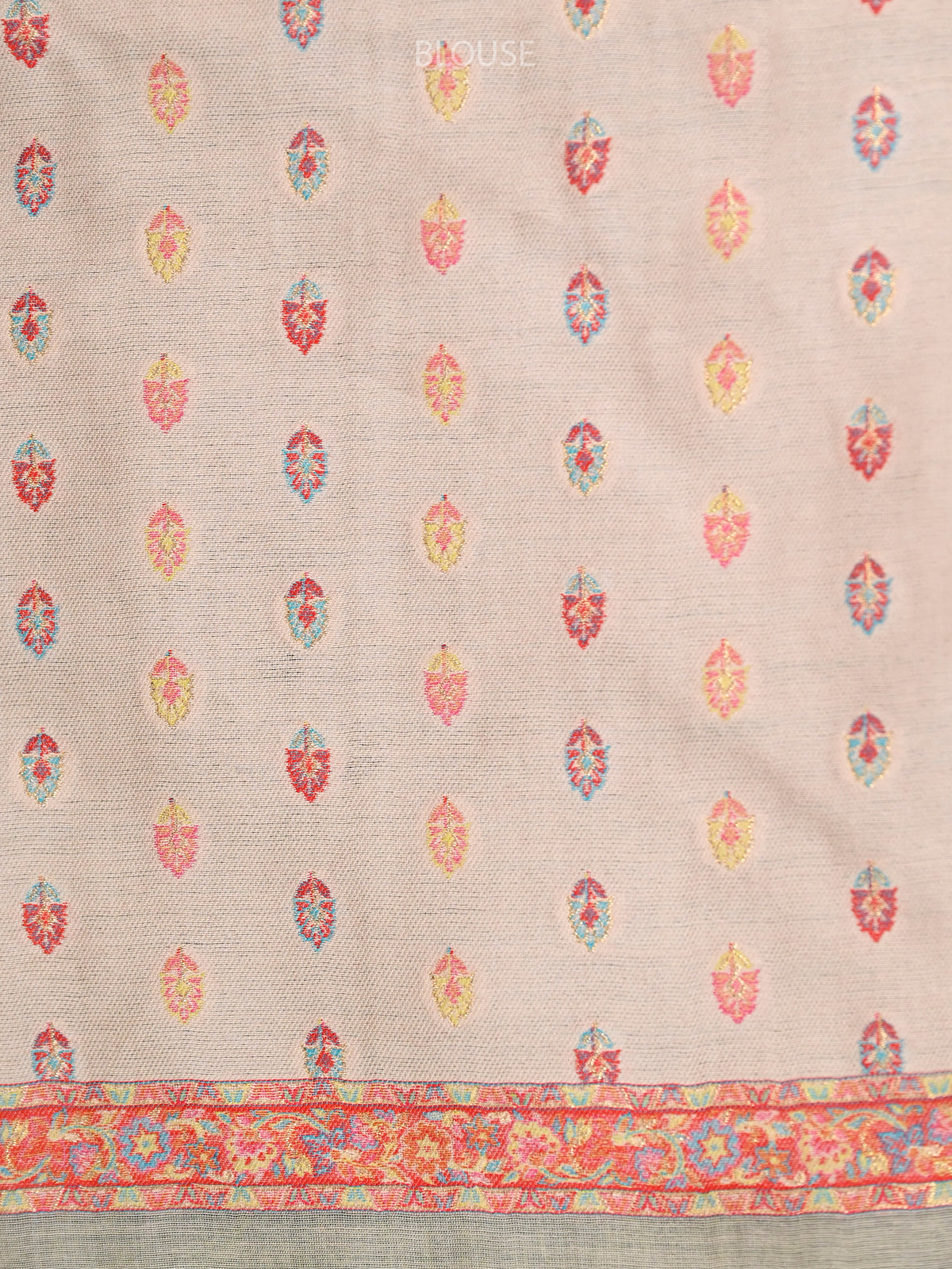 Beige Pashmina Moonga Silk Handloom Banarasi Saree - Sacred Weaves