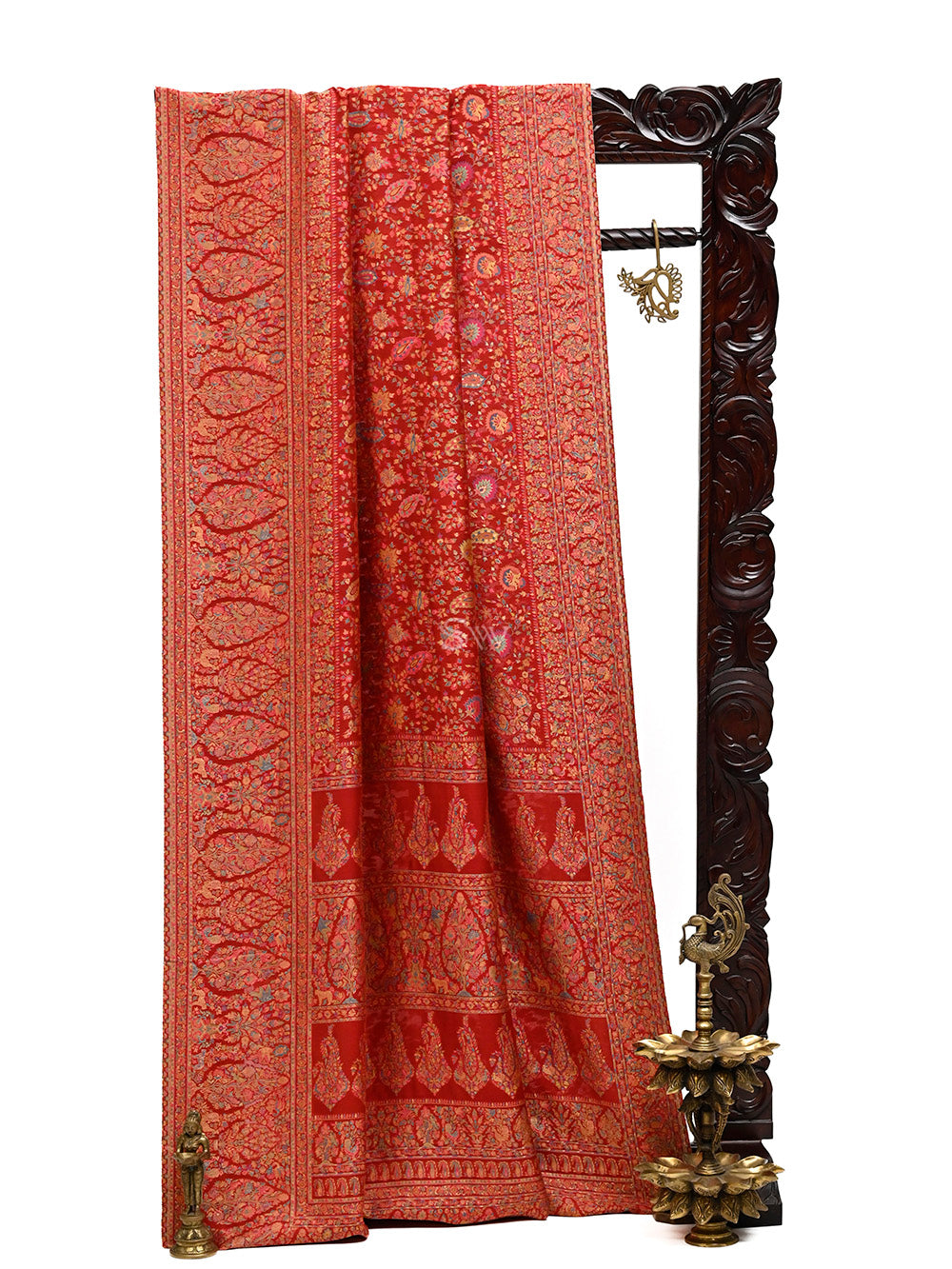 Maroon Pashmina Moonga Silk Handloom Banarasi Saree - Sacred Weaves
