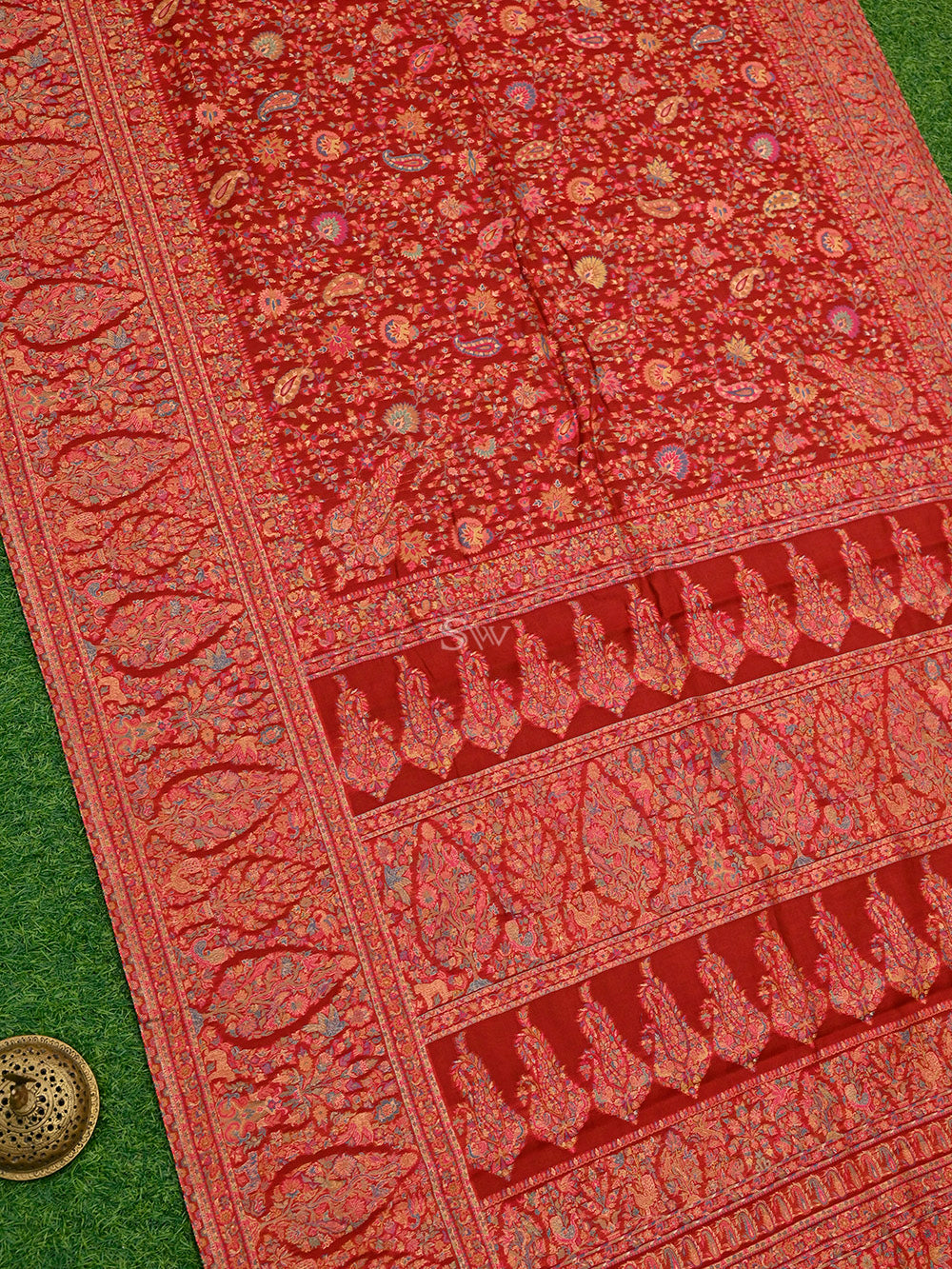 Maroon Pashmina Moonga Silk Handloom Banarasi Saree - Sacred Weaves