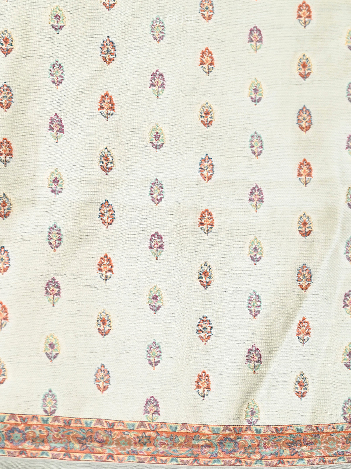 Beige Pashmina Moonga Silk Handloom Banarasi Saree - Sacred Weaves