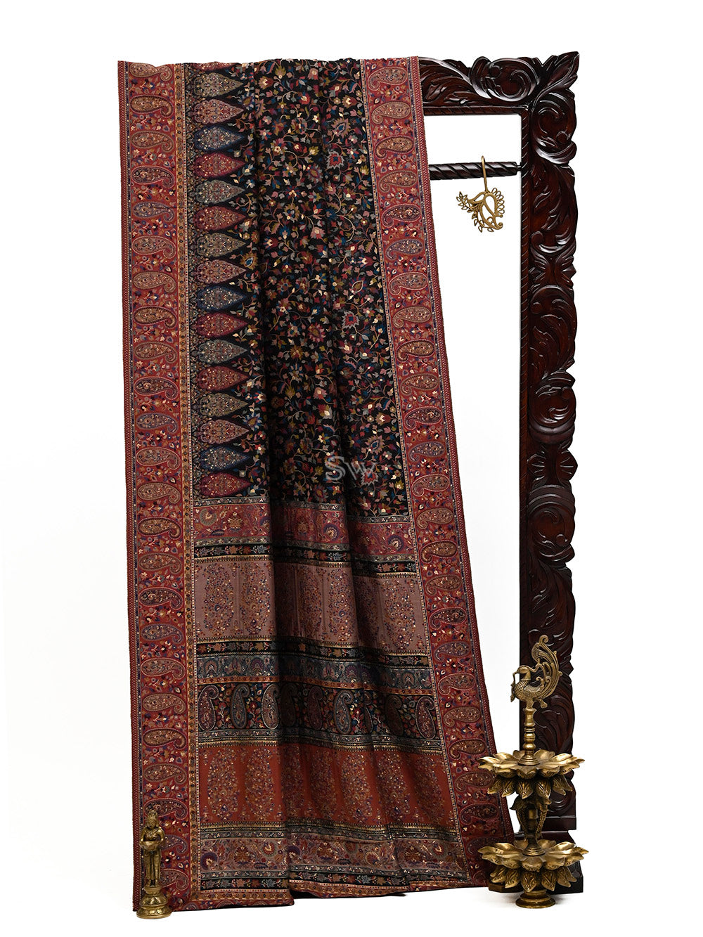 Black Pashmina Moonga Silk Handloom Banarasi Saree - Sacred Weaves