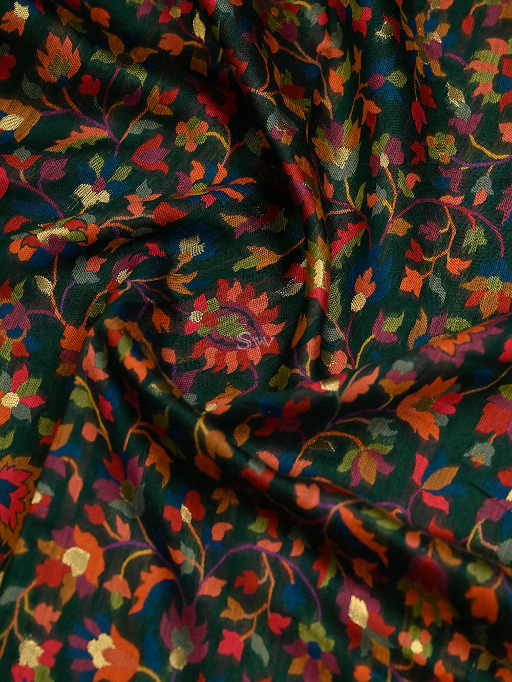 Bottle Green Pashmina Moonga Silk Handloom Banarasi Saree - Sacred Weaves