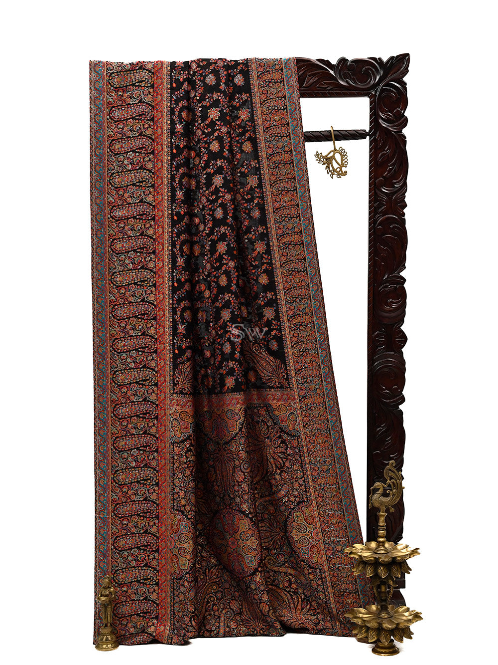 Black Pashmina Moonga Silk Handloom Banarasi Saree - Sacred Weaves