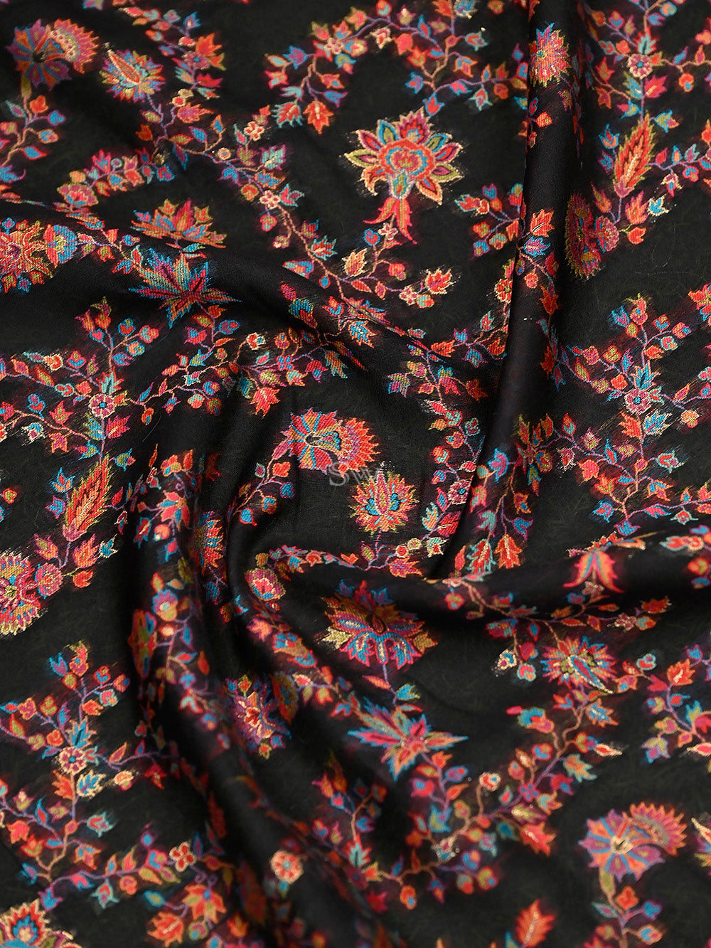 Black Pashmina Moonga Silk Handloom Banarasi Saree - Sacred Weaves