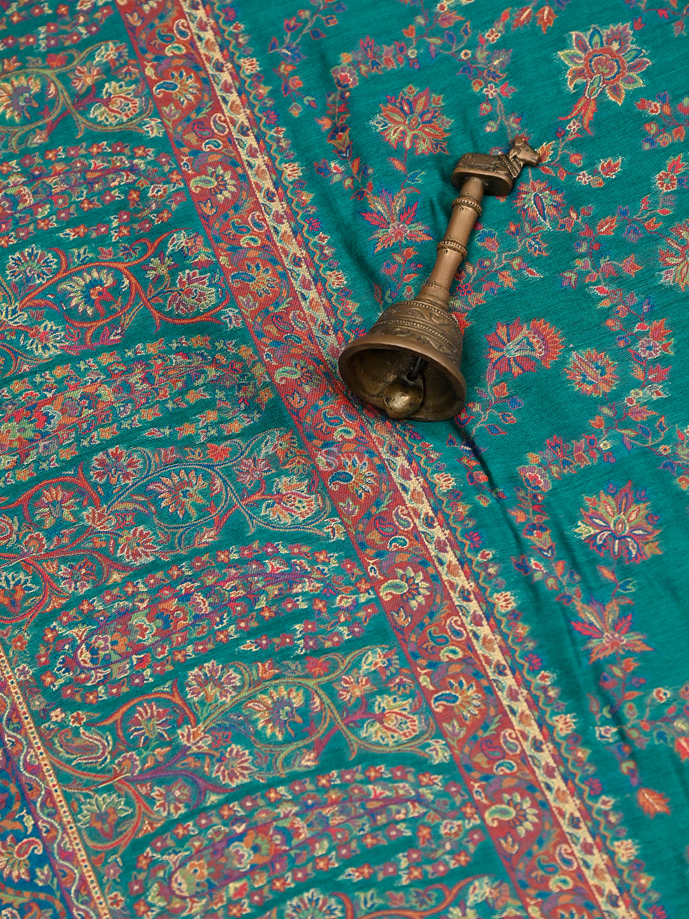 Teal Green Pashmina Moonga Silk Handloom Banarasi Saree - Sacred Weaves