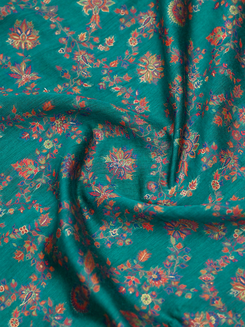 Teal Green Pashmina Moonga Silk Handloom Banarasi Saree - Sacred Weaves