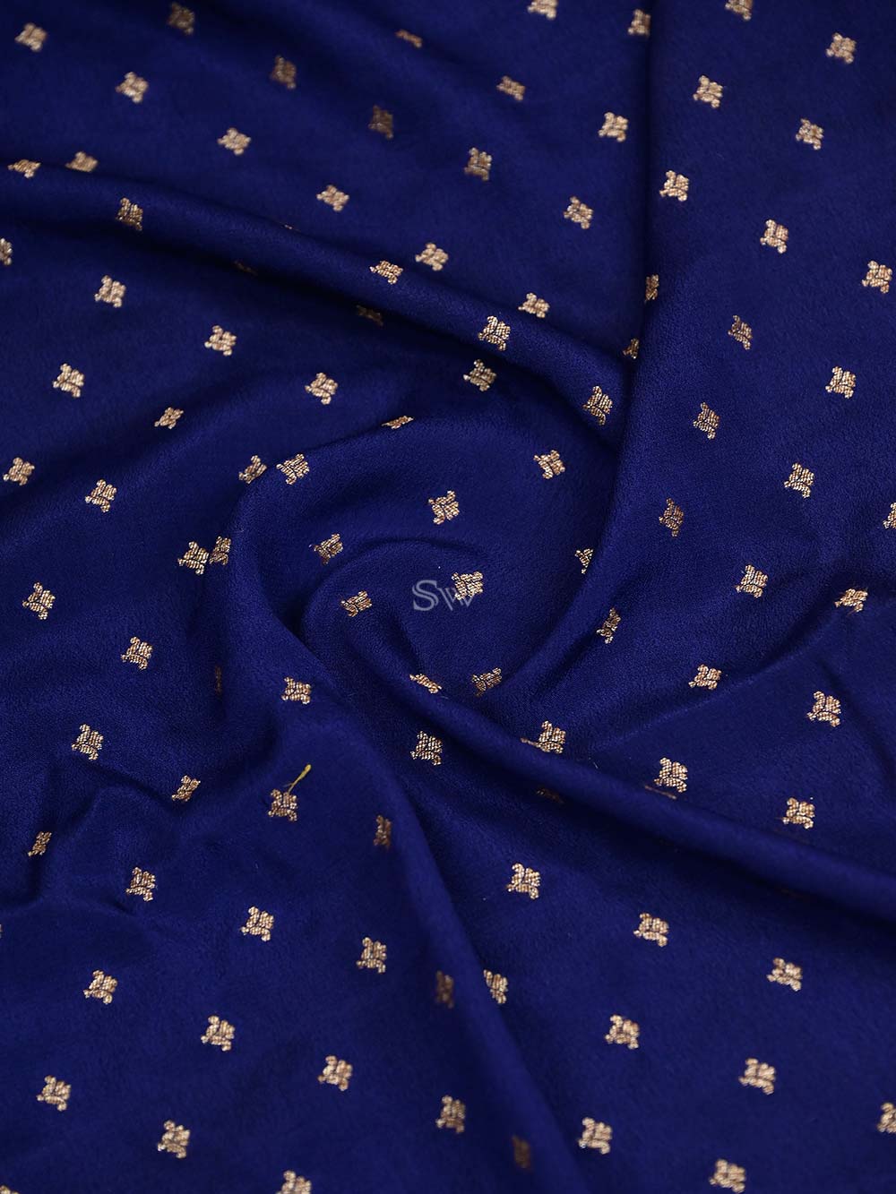 Blue Crepe Silk Booti Handloom Banarasi Saree - Sacred Weaves