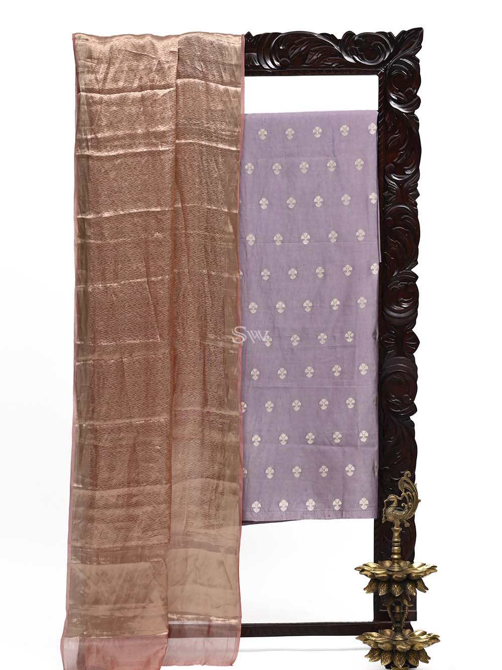 Lilac Chiniya Silk Handloom Banarasi Suit  - Sacred Weaves