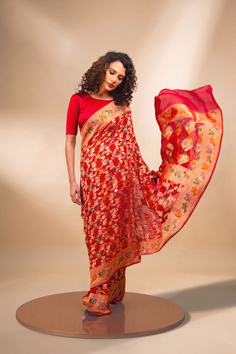 Khaddi Georgette Sarees by Sacred Weaves