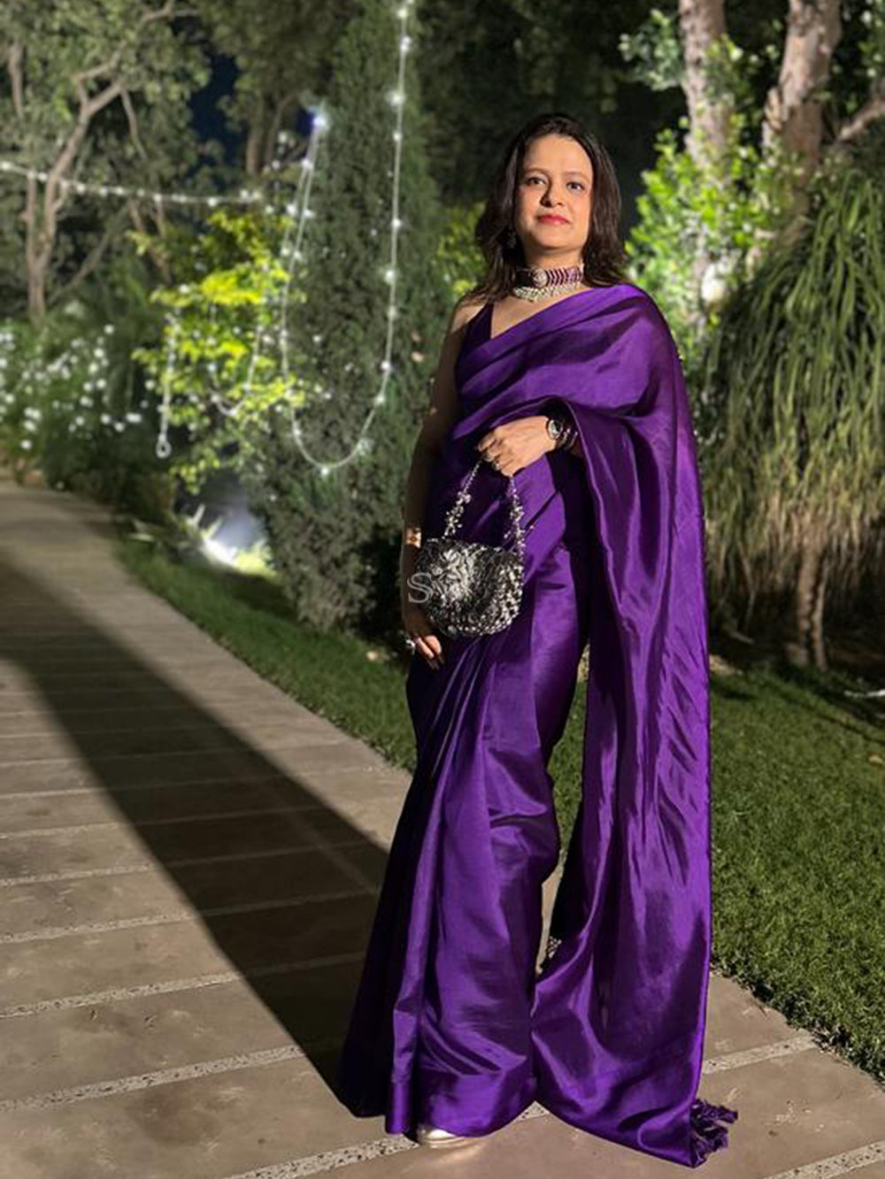 Purple Plain Silk Handloom Saree - Sacred Weaves