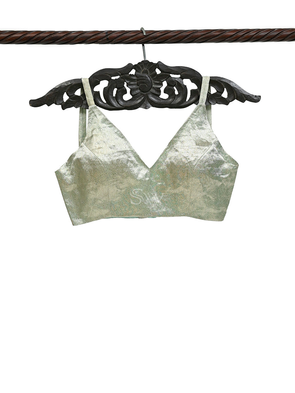 Pastel Green Tissue Silk Banarasi Ready-Made Blouse