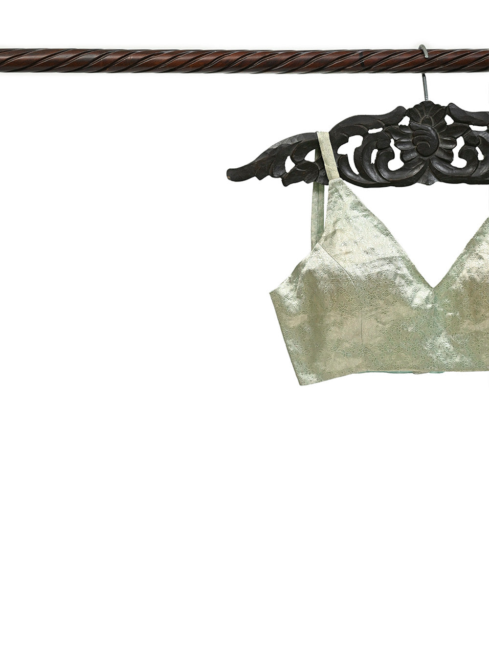 Pastel Green Tissue Silk Banarasi Ready-Made Blouse
