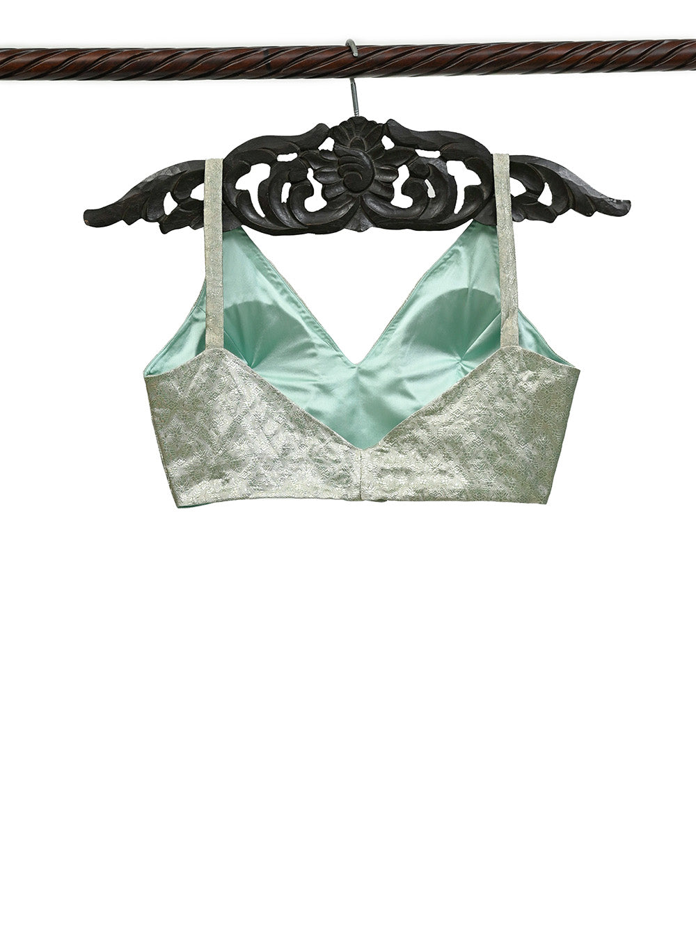 Pastel Green Tissue Silk Banarasi Ready-Made Blouse