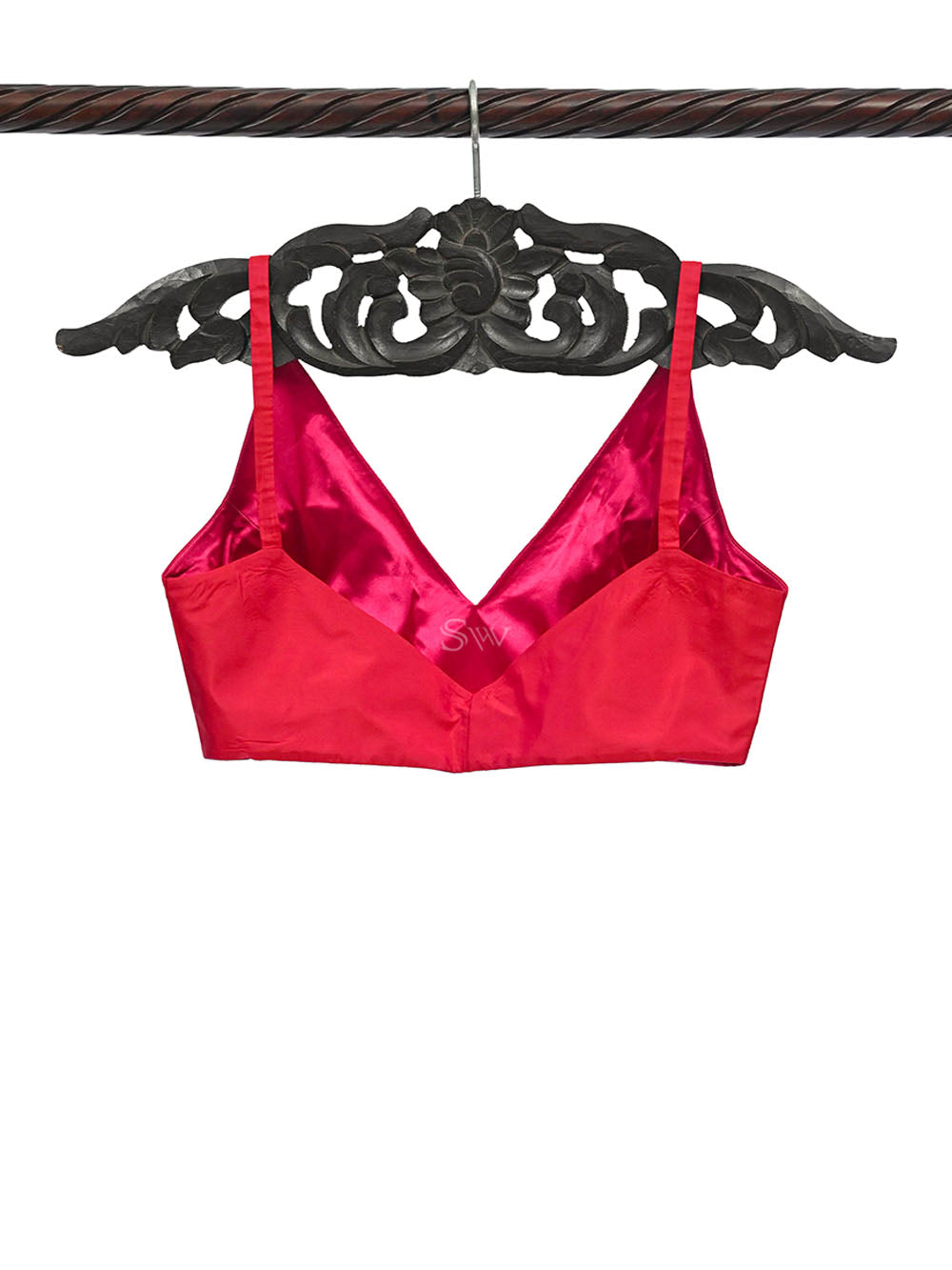 Red Pink Katan Silk Banarasi Ready-Made Blouse