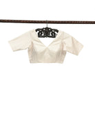 Cream Satin Silk Banarasi Ready-Made Blouse - Sacred Weaves
