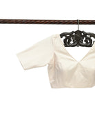 Cream Satin Silk Banarasi Ready-Made Blouse - Sacred Weaves