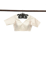 Cream Satin Silk Banarasi Ready-Made Blouse - Sacred Weaves