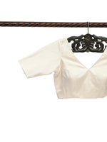 Cream Satin Silk Banarasi Ready-Made Blouse - Sacred Weaves