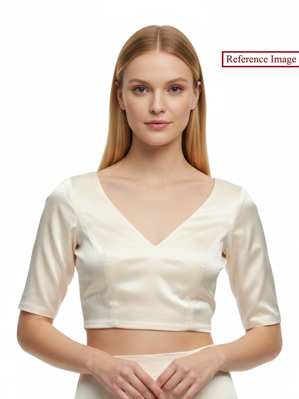 Cream Satin Silk Banarasi Ready-Made Blouse - Sacred Weaves