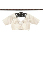 Cream Satin Silk Banarasi Ready-Made Blouse - Sacred Weaves