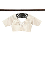 Cream Satin Silk Banarasi Ready-Made Blouse - Sacred Weaves