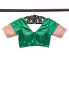 Bottle Green Katan Silk Banarasi Ready-Made Blouse