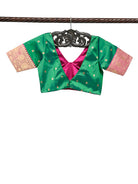 Bottle Green Katan Silk Banarasi Ready-Made Blouse