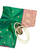 Bottle Green Katan Silk Banarasi Ready-Made Blouse