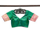 Bottle Green Katan Silk Banarasi Ready-Made Blouse